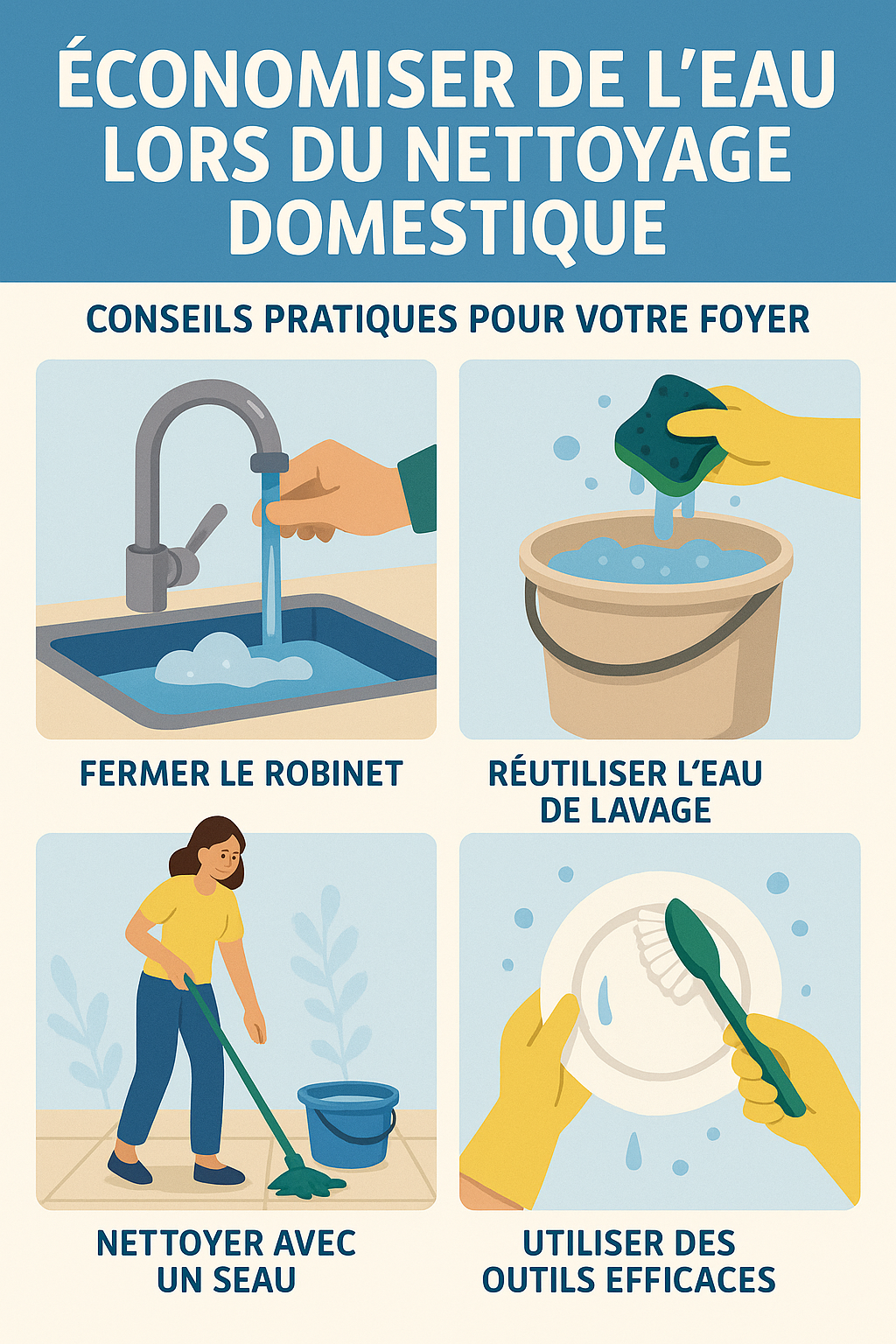 Économiser de l'eau lors du nettoyage domestique : conseils pratiques pour votre foyer